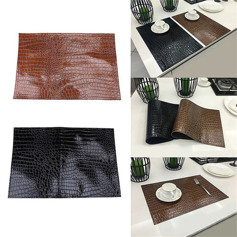Insulation Pad Mat Decorative Leather Placemat European Style Crocodile Pattern Table Mat Waterproof