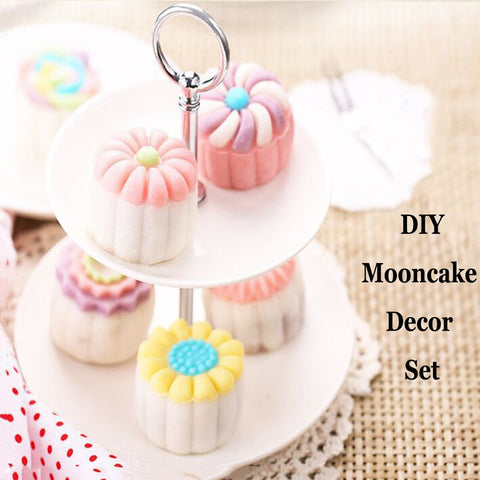 6pcs/set Flower Shaped Mooncake Mold, DIY Dessert Pastry Decoration Tool